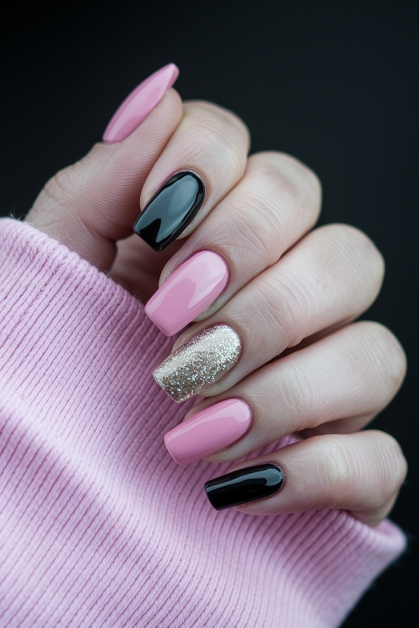 Pink and Black Nail Designs: Bold and Beautiful Styles outfit idea