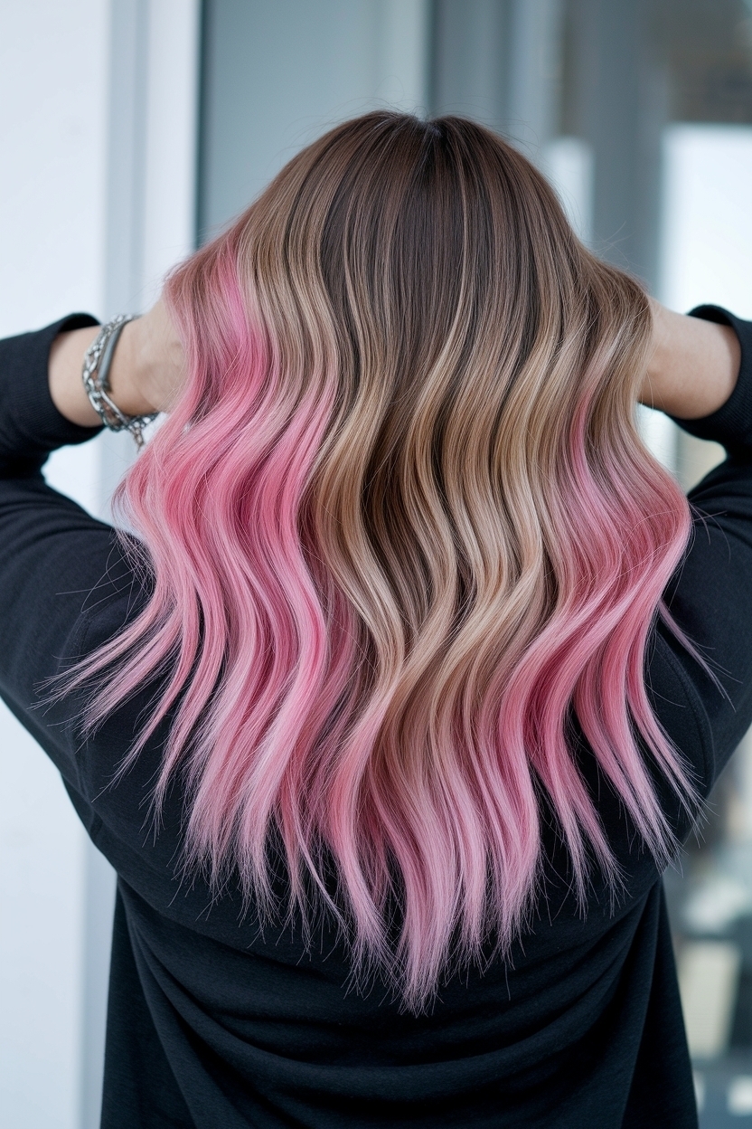 Pink and Blonde Highlights in Brown Hair: Fun Combinations outfit idea