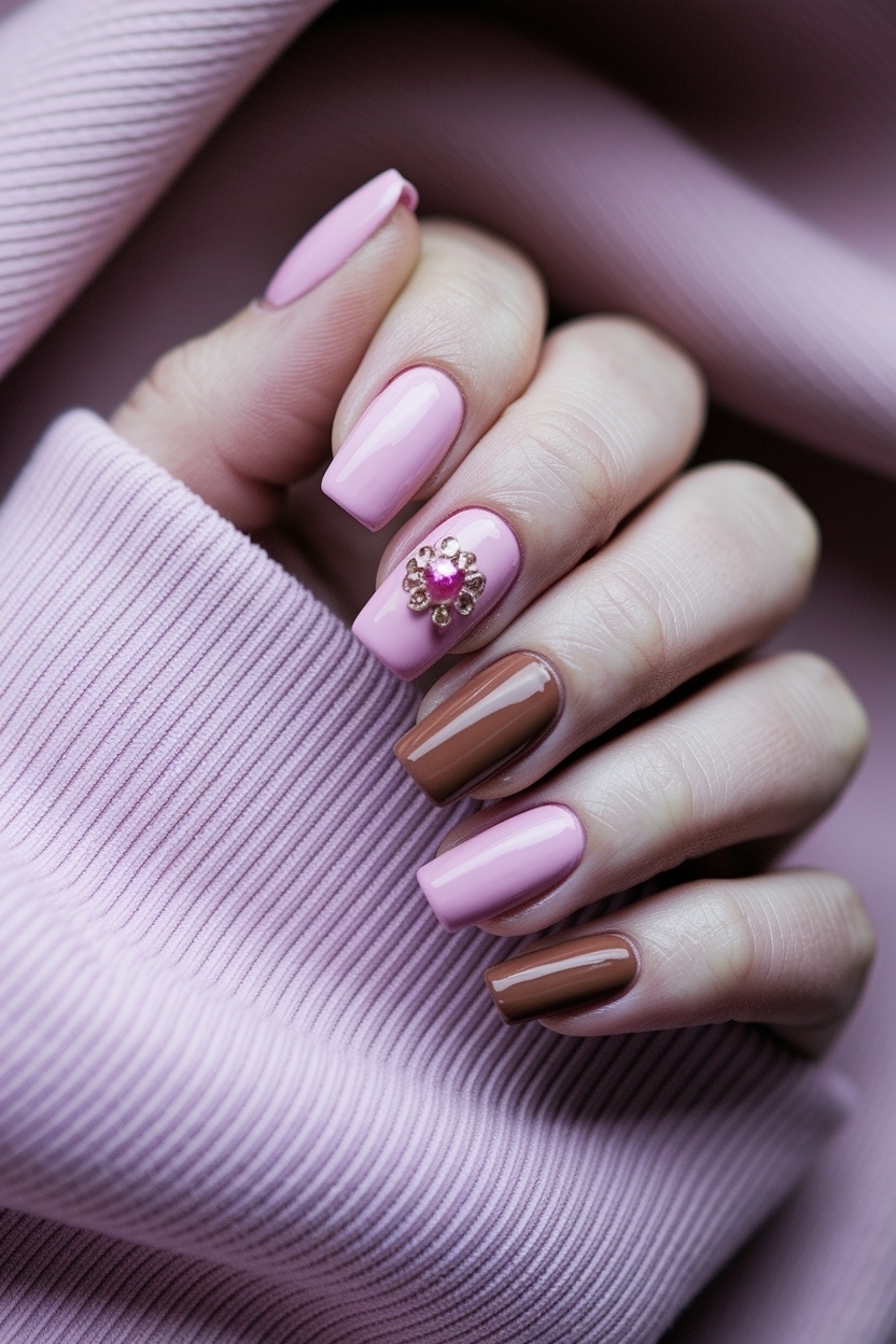 Pink and Brown Nails Design: Chic Ideas for Your Next Manicure outfit idea