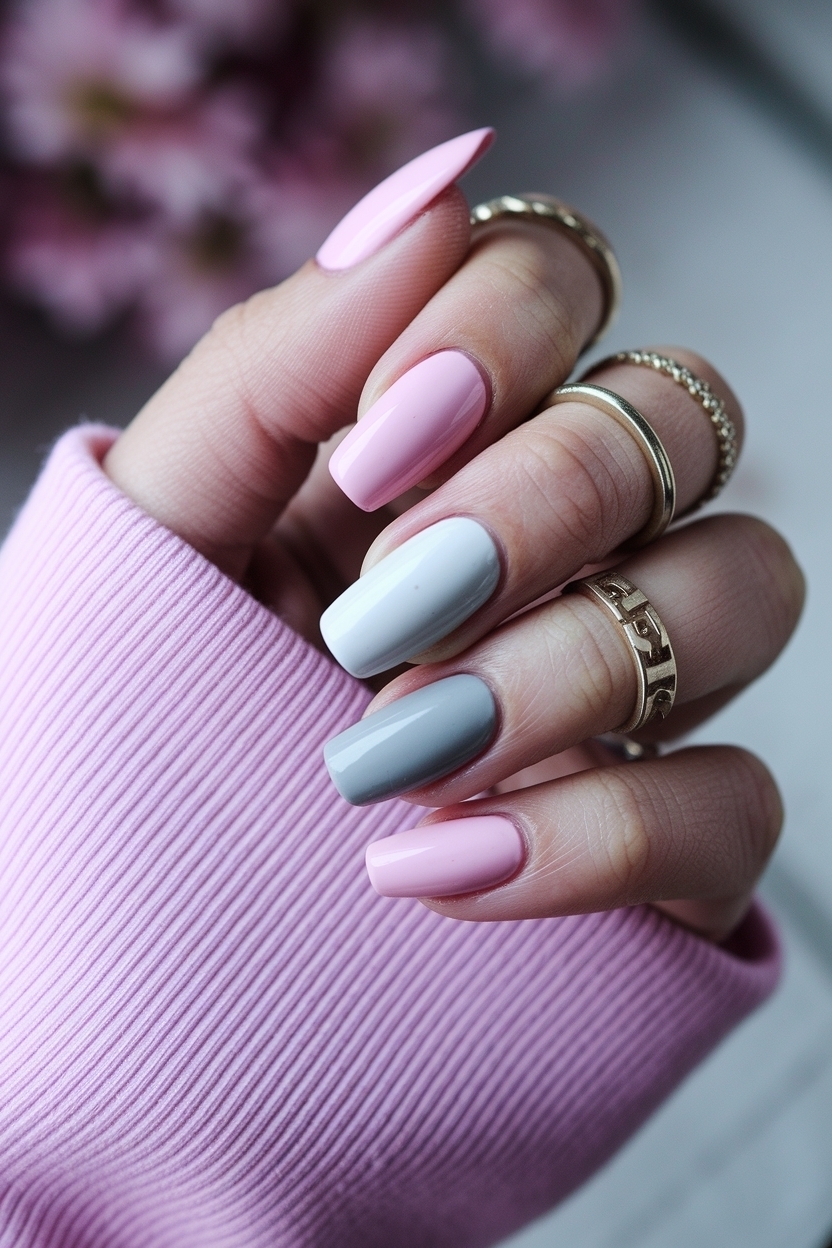 Pink and Grey Nails Designs: Stylish Combinations outfit idea