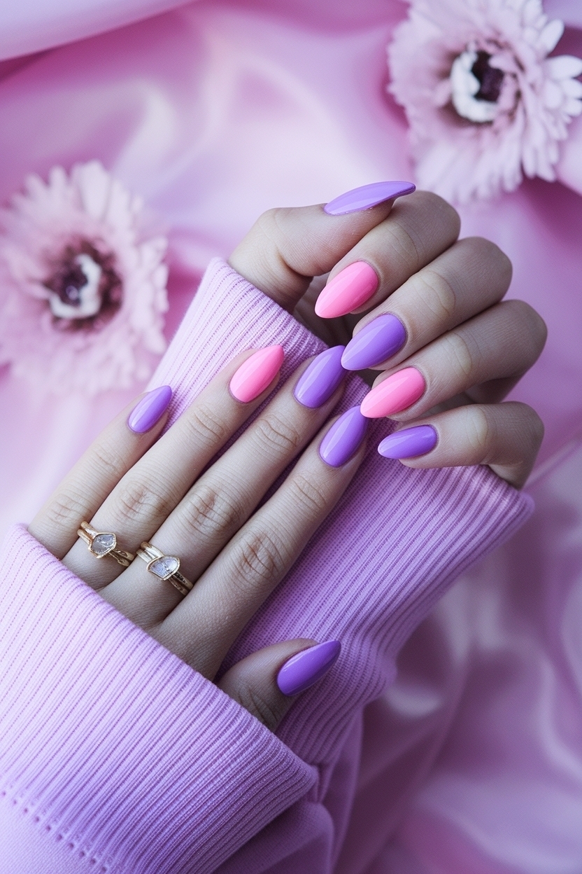 Pink and Purple Nails Designs: Vibrant and Playful outfit idea