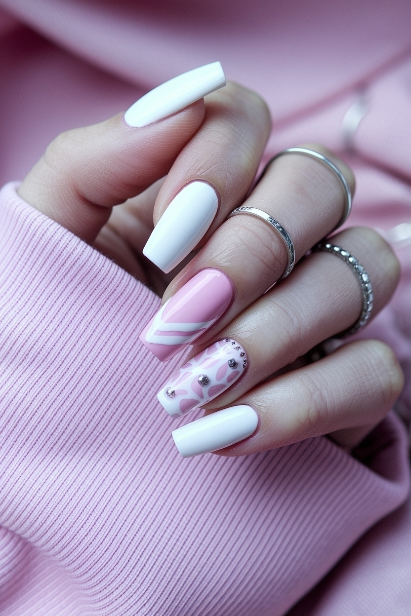 Pretty Pink and White Nail Designs for a Feminine Touch outfit idea