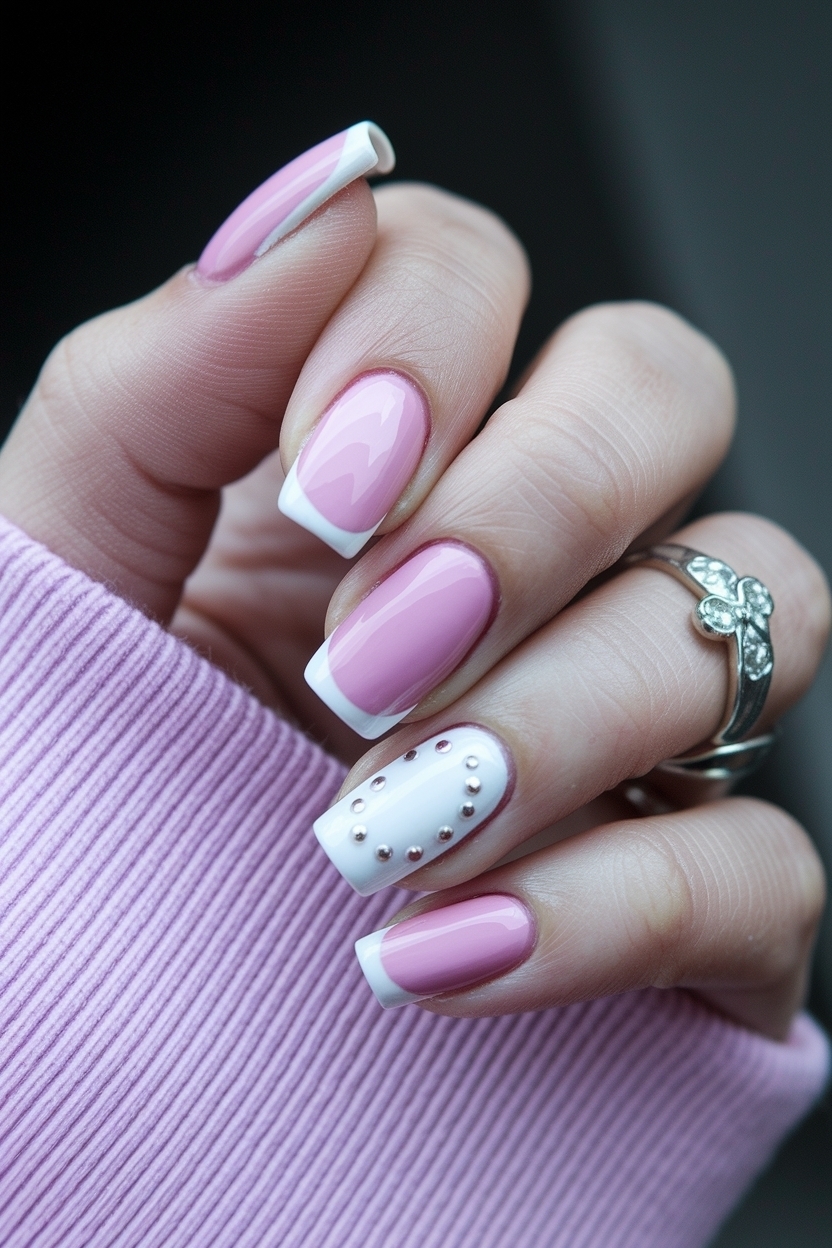 Pink and White Nails French Style: A Timeless Classic outfit idea
