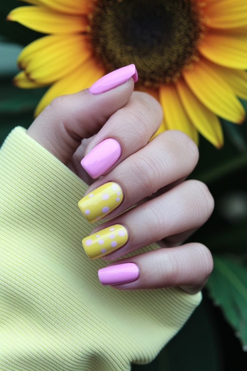 Pink and Yellow Summer Nails for a Bright Vibe outfit idea