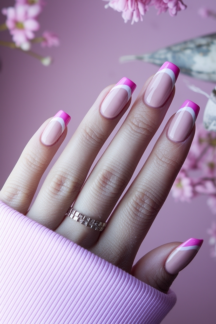 Pink Base French Tip Nails: The Perfect Blend of Softness outfit idea
