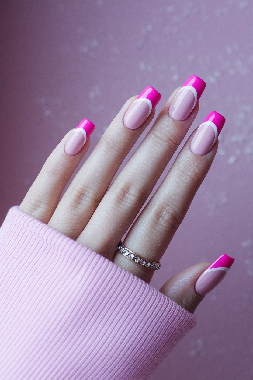Trendy Pink French Tip Acrylic Nails to Try This Season outfit idea