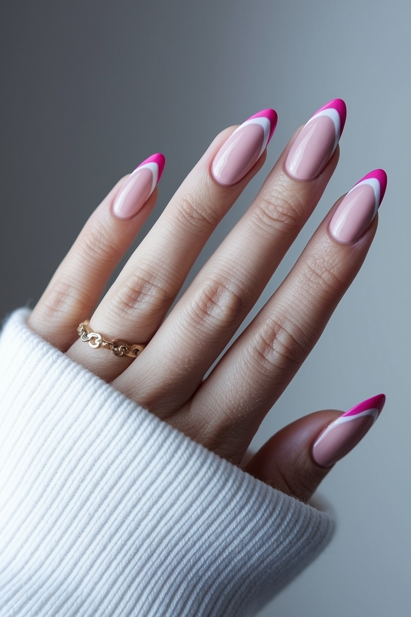 Perfecting Pink French Tip Almond Nails for a Glam Finish outfit idea