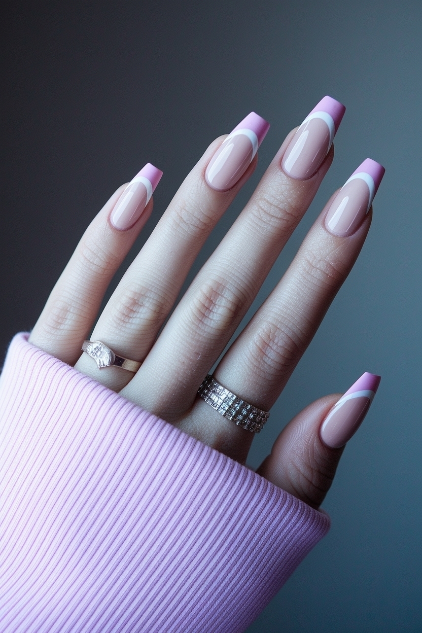 The Elegance of Pink French Tip Nails Coffin Style outfit idea