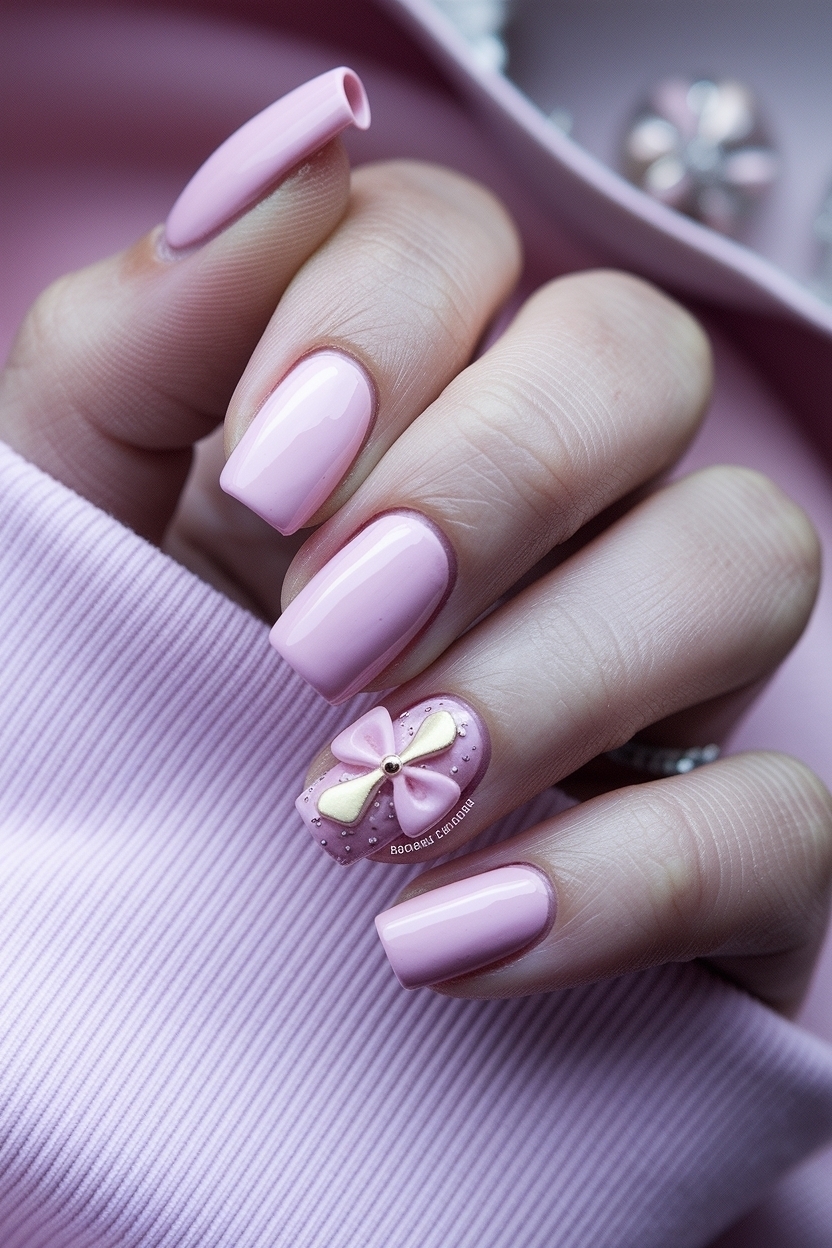 Pink Nails with Bow Design: Cute and Trendy Styles outfit idea