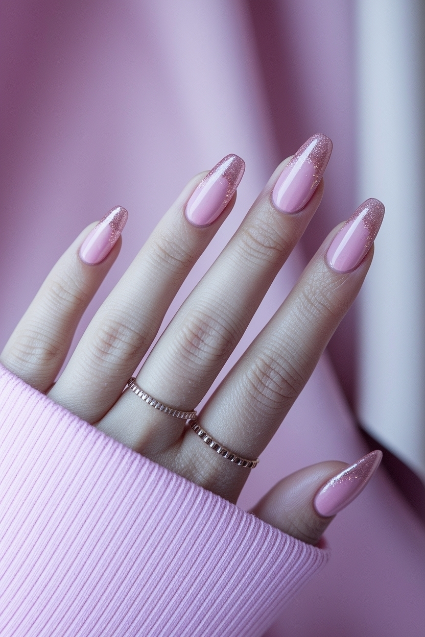 Pink Sparkle French Tip Nails: Dazzling Elegance for Any Occasion outfit idea