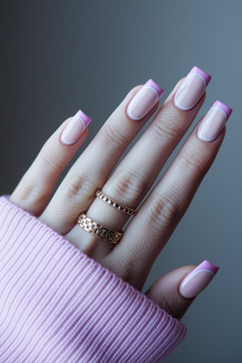 Chic Pink Square French Tip Nails for a Feminine Touch outfit idea
