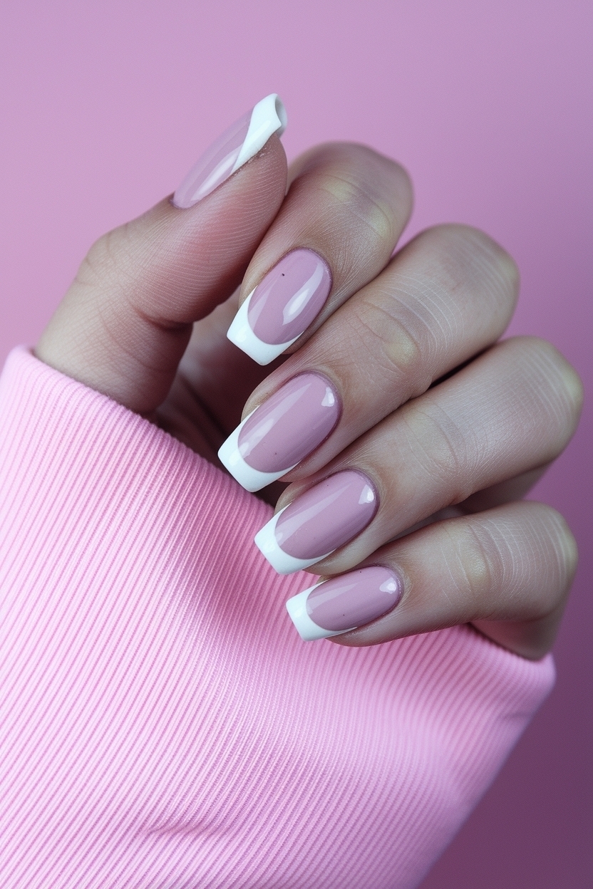 Pink White French Tip Nails: Sweet and Stylish outfit idea