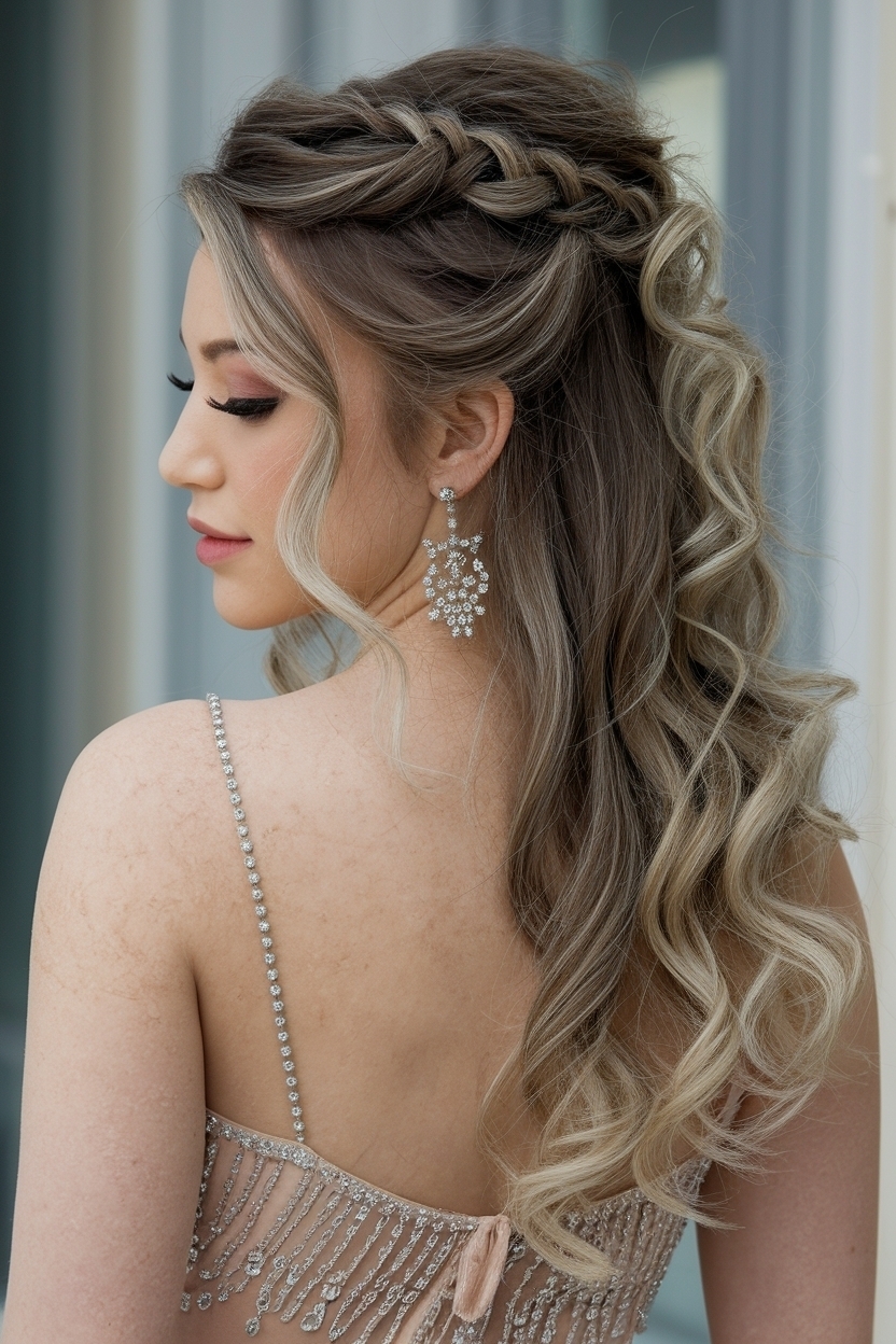 Prom Hairstyles Half Up Half Down Curly for Glam Nights outfit idea