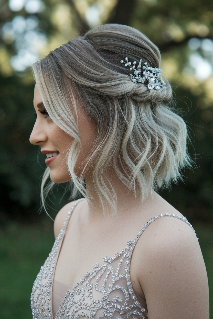 Prom Hairstyles Half Up Half Down Short to Shine Bright outfit idea