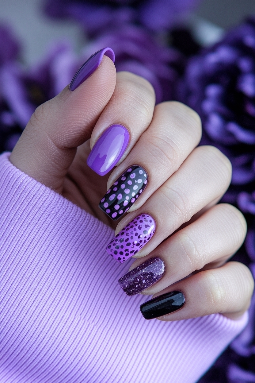 Purple and Black Nail Ideas to Stand Out outfit idea