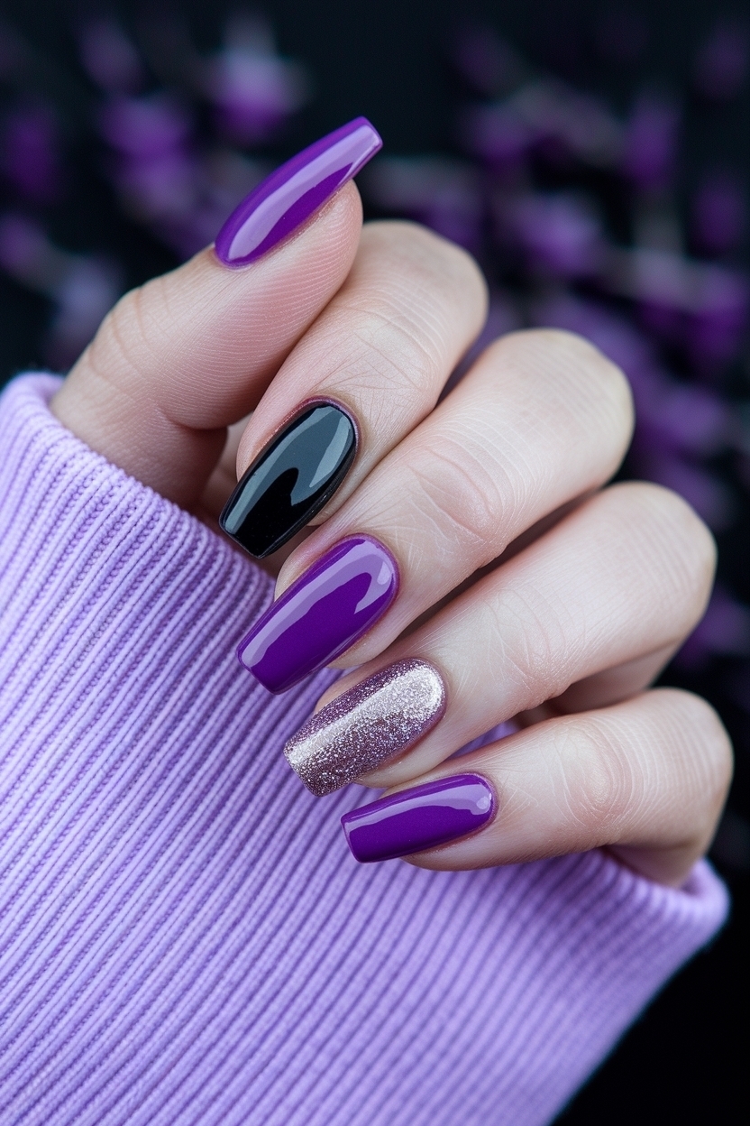 Creative Purple and Black Nails Designs You’ll Love outfit idea