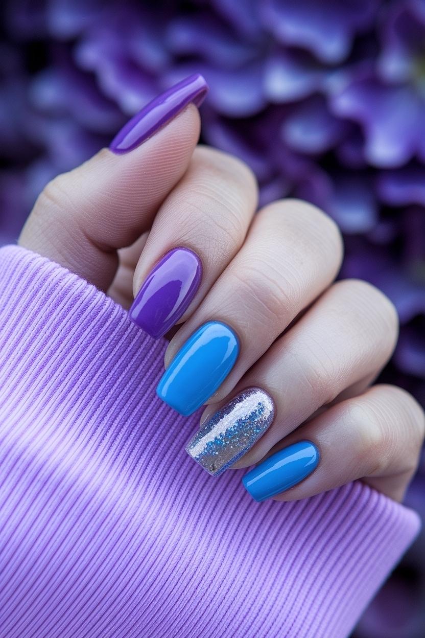 Purple and Blue Nails Ideas: A Colorful Combination outfit idea