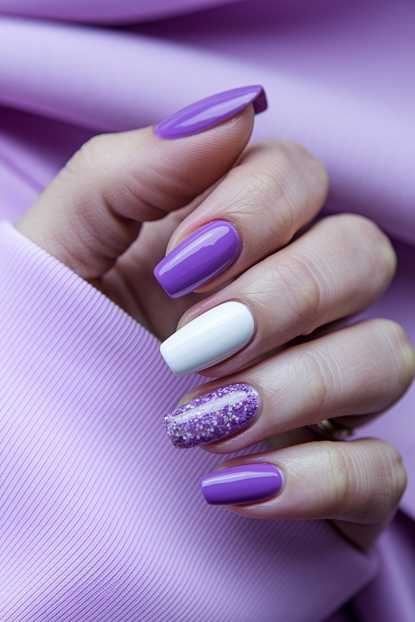 Creative Purple and White Nail Designs to Stand Out outfit idea