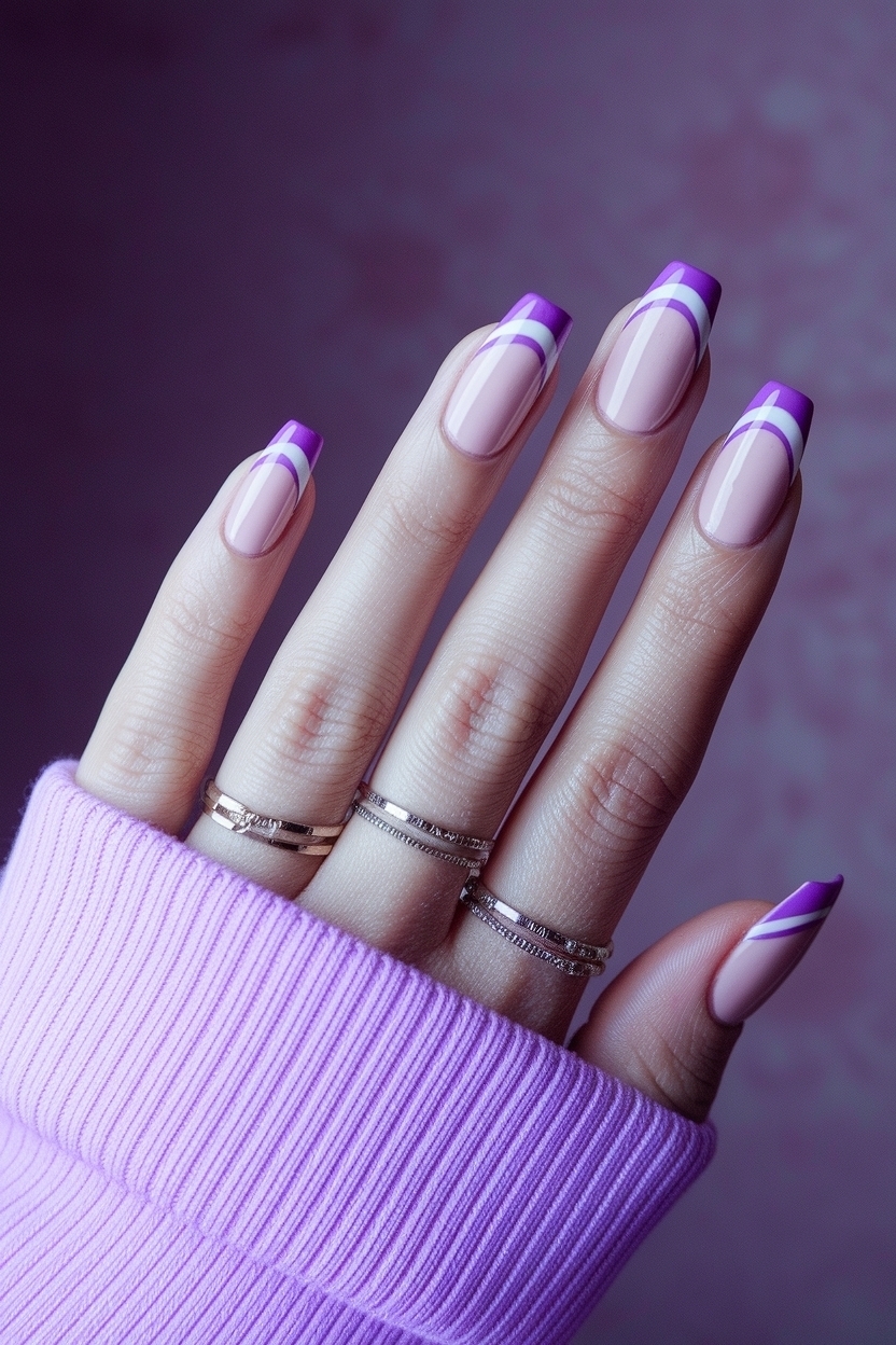 Glamorous Purple French Tip Nails Acrylic to Adore outfit idea