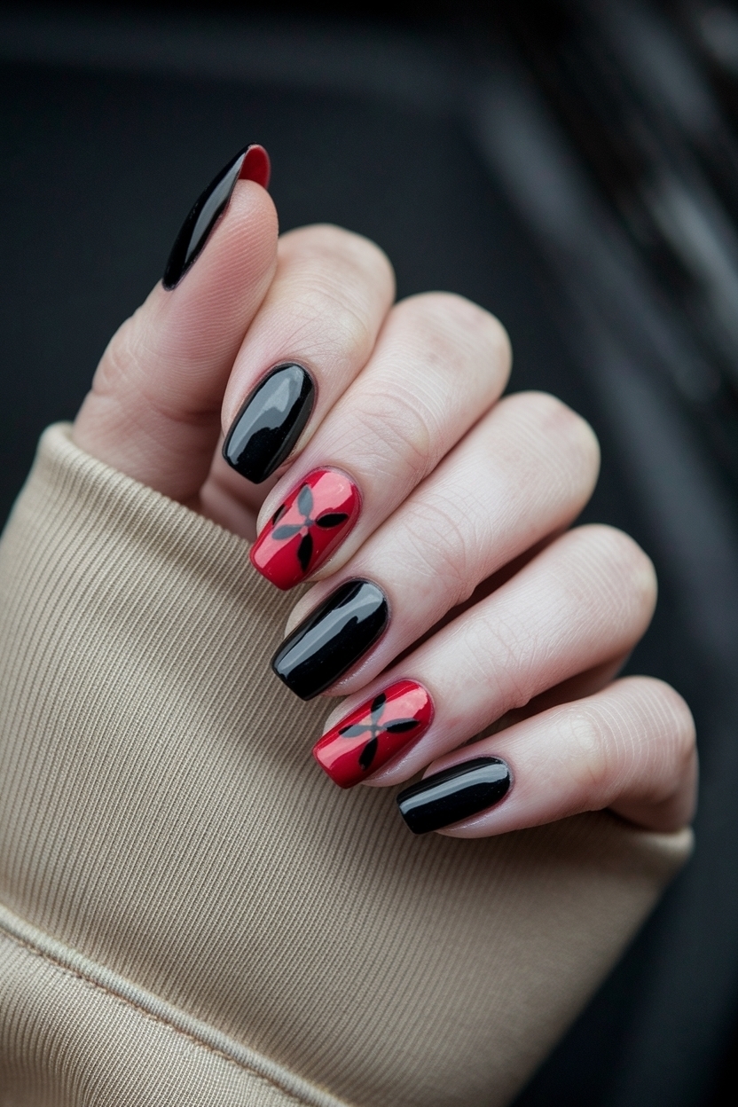Red and Black Nails Ideas: Trendy Combinations to Explore outfit idea