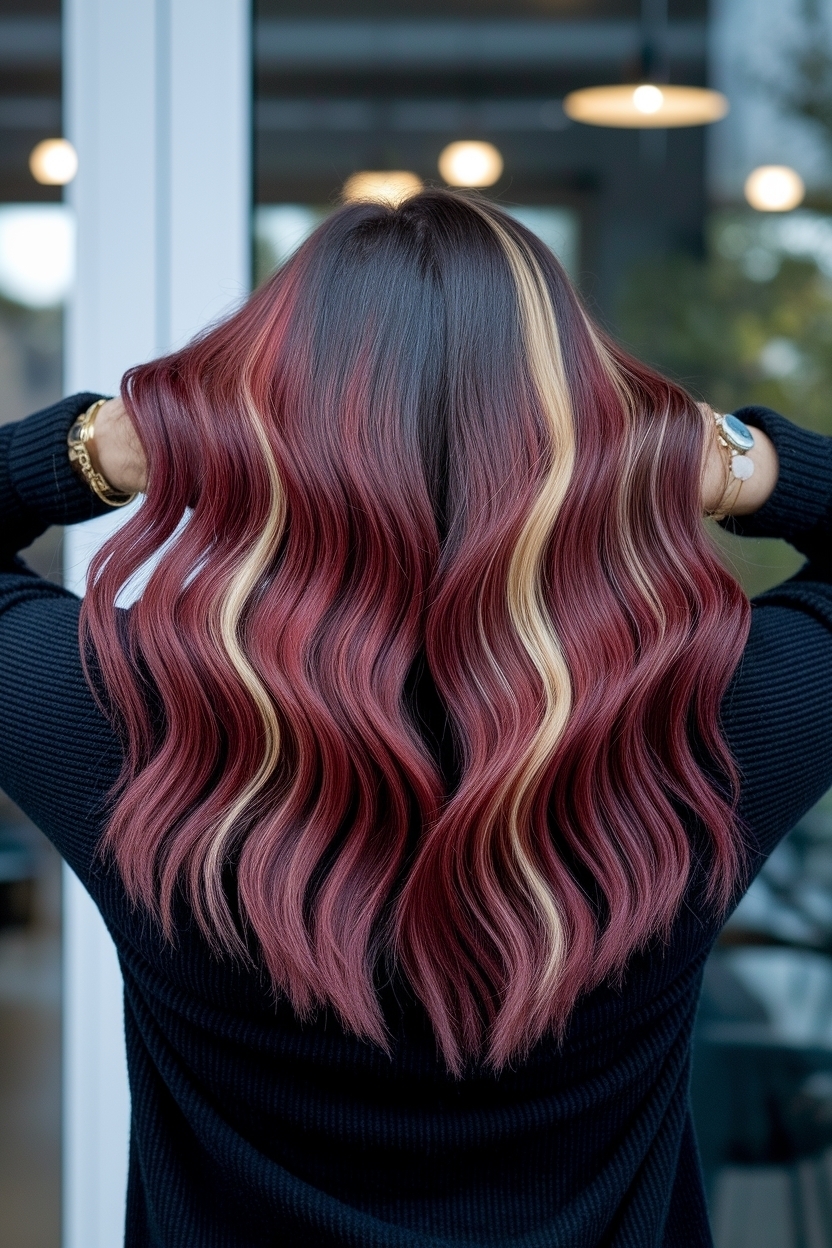 Red and Blonde Highlights on Dark Hair: Stunning Looks outfit idea