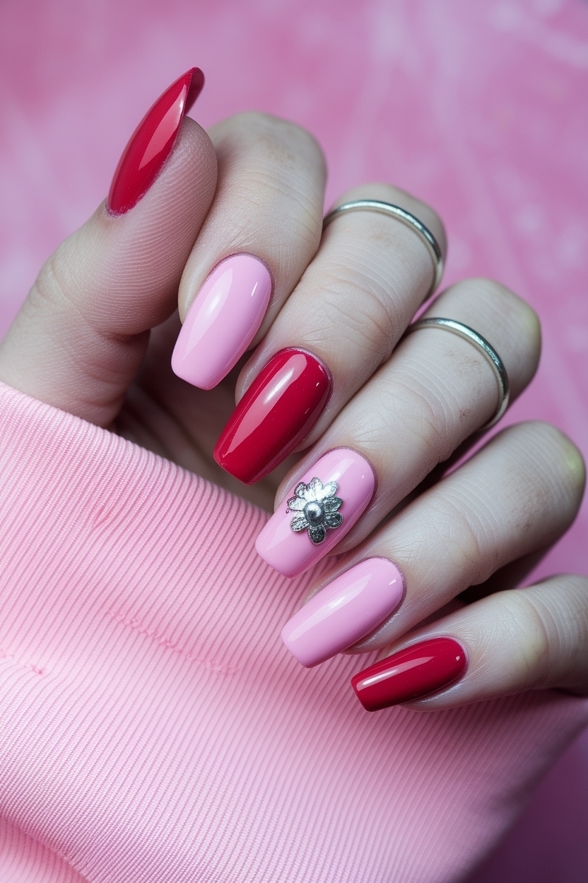 Creative Red and Pink Nails Ideas for Unique Designs outfit idea