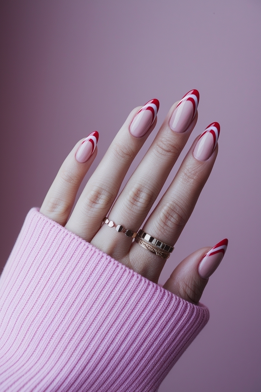 Styling Red French Tip Almond Nails for Any Event outfit idea