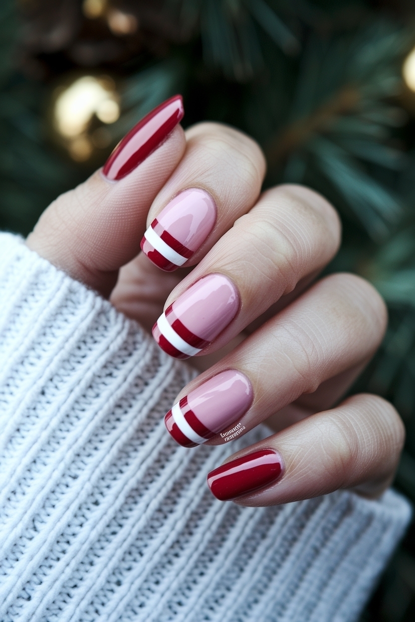 Red French Tip Christmas Nails for Holiday Glam outfit idea