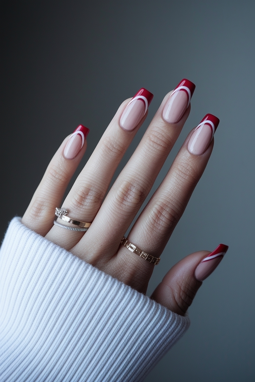 Red French Tip Nails Short: Perfect for Everyday Wear outfit idea