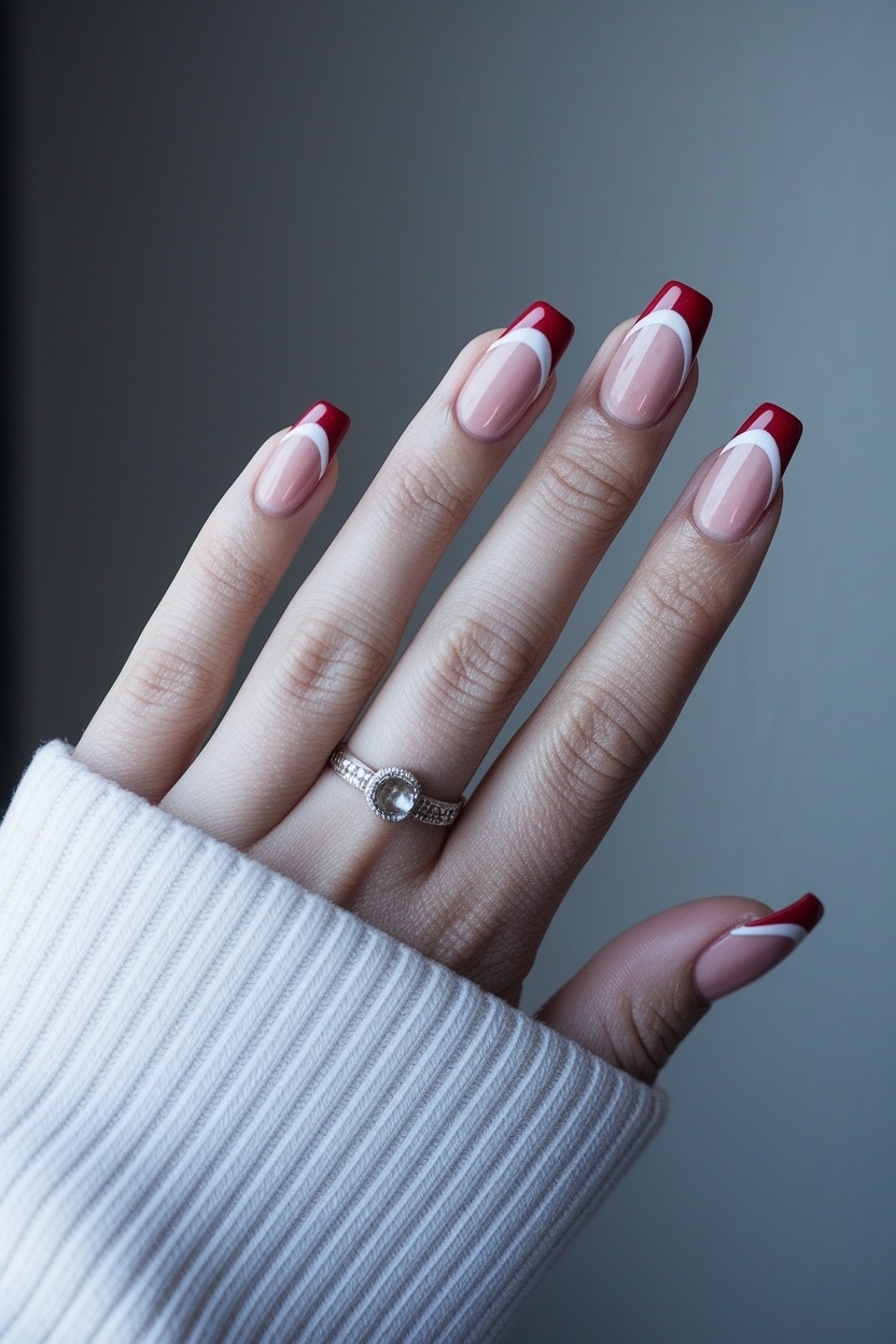 Red French Tip Nails Square: A Modern Twist outfit idea