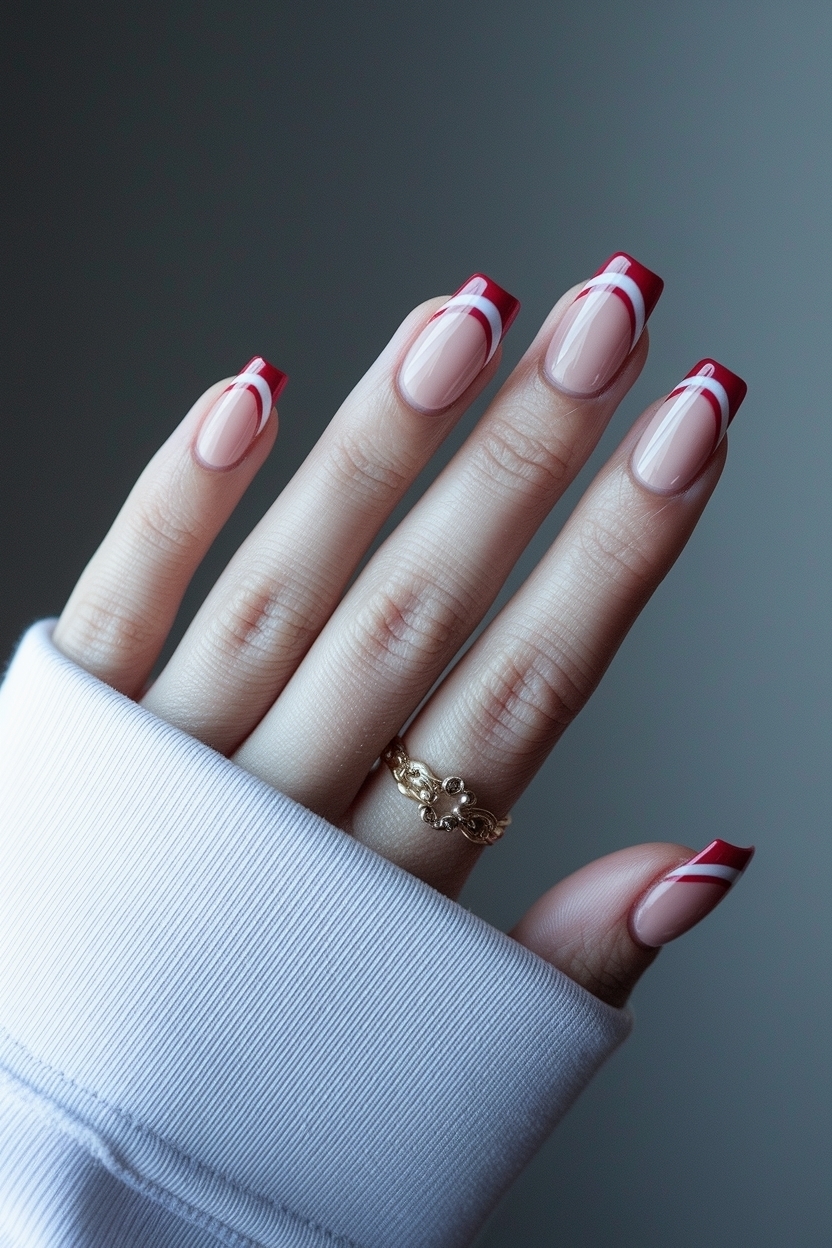 Red French Tip Nails with Design: Bold and Beautiful Looks outfit idea