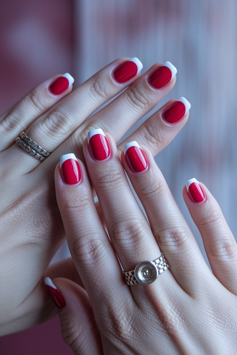 Red French Tip Toe Nails: Stylish Summer Footwear outfit idea