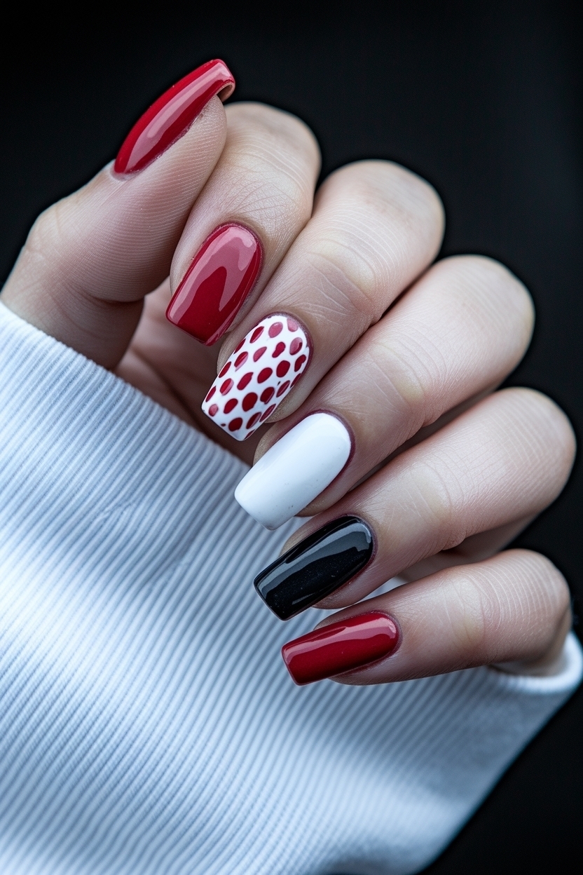 Red White and Black Nails: Timeless Nail Art Ideas outfit idea
