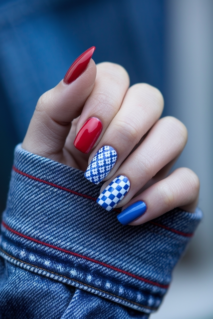 Creative Red White and Blue Nails for Festivities outfit idea
