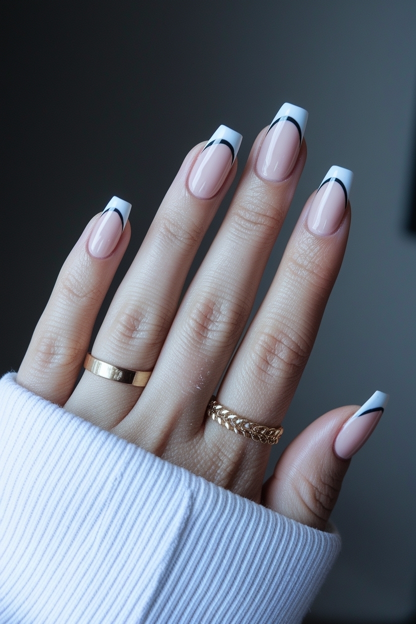 Short Acrylic Nails French Tip Design: Stylish and Simple outfit idea