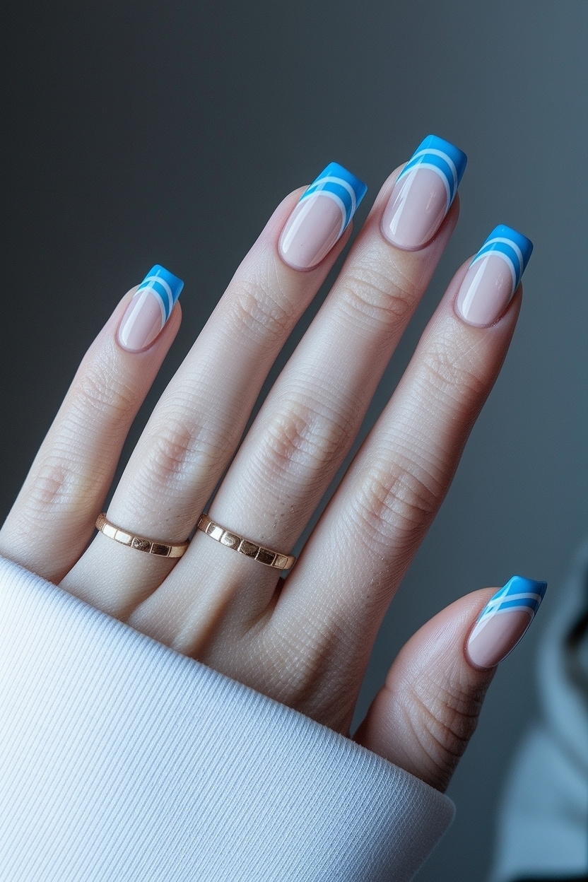 Chic Inspirations for Short Blue French Tip Nails outfit idea