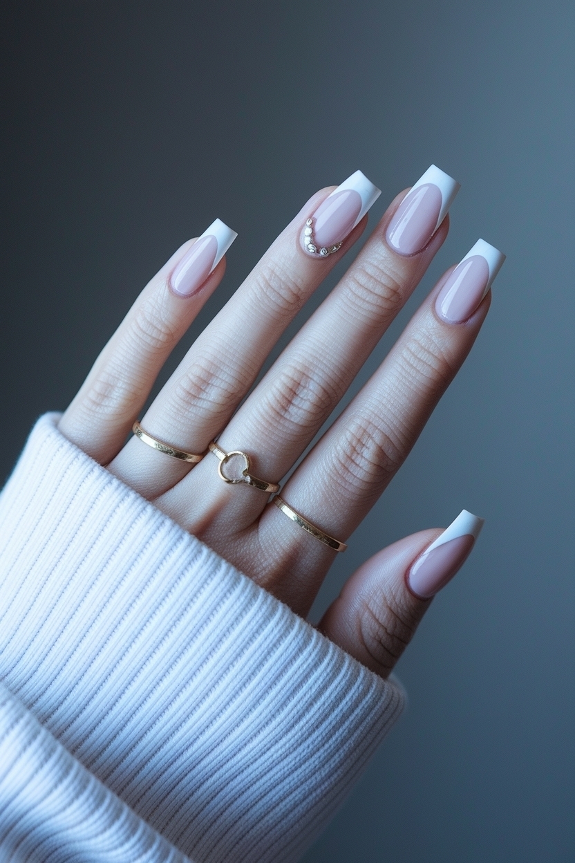 Short French Nails with Design: Cute and Stylish outfit idea