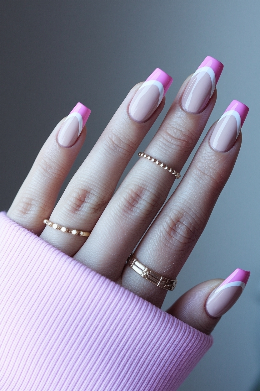 Short French Tip Acrylic Nails Pink: Cute and Playful Designs outfit idea