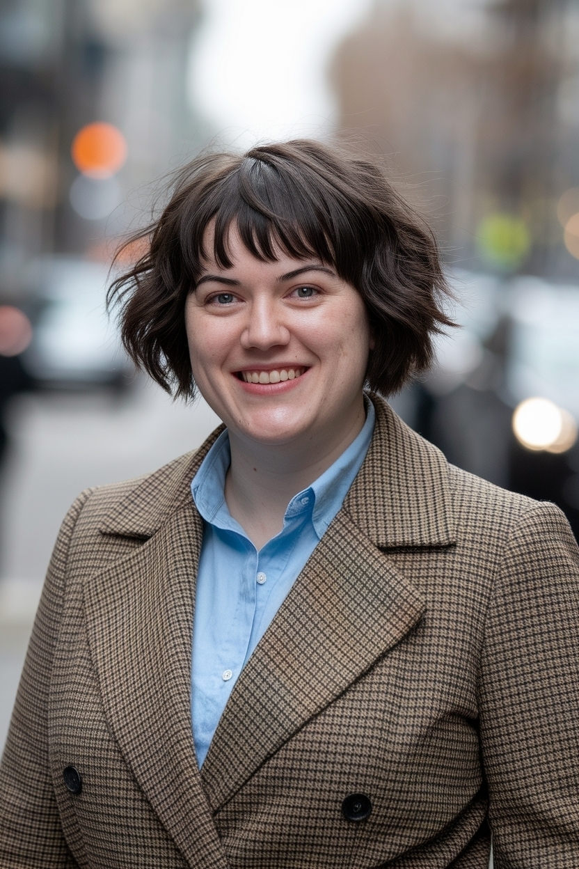 Short Hair Styles for Round Faces Chubby: Best Options outfit idea