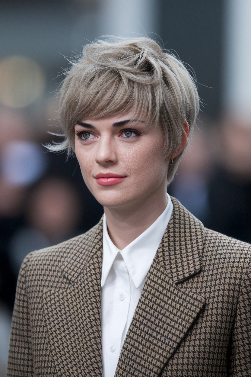 Short Hairstyle Women Round Face Thinning Hair Styles outfit idea