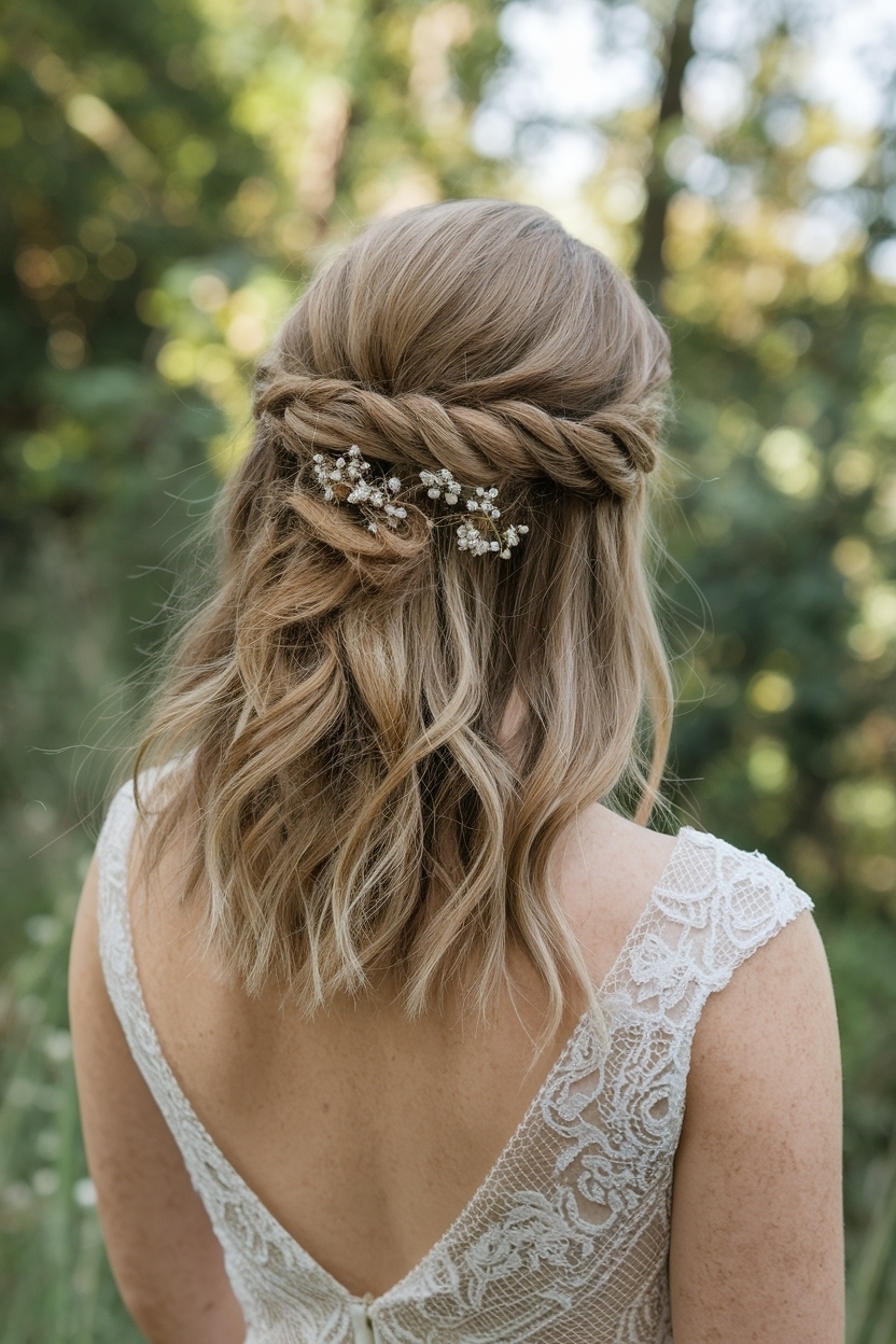 Short Half Up Half Down Hair Wedding Ideas for Elegance outfit idea