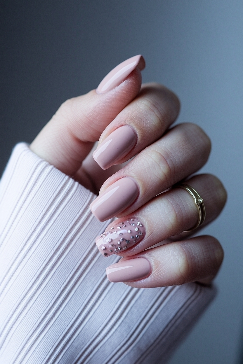 Short Nude Nails with Design for a Fresh Look outfit idea