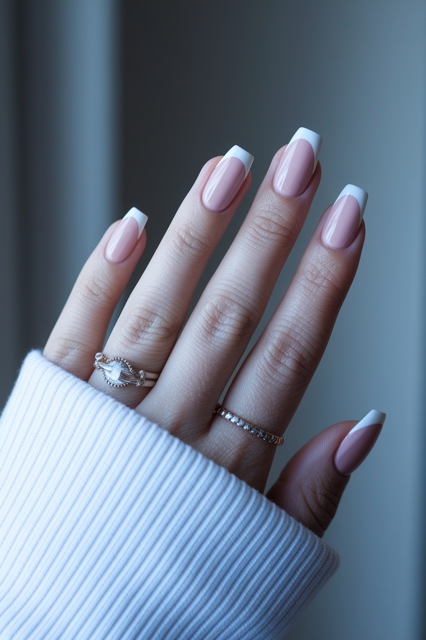 Embrace Minimalism with Short Pink French Tip Nails outfit idea