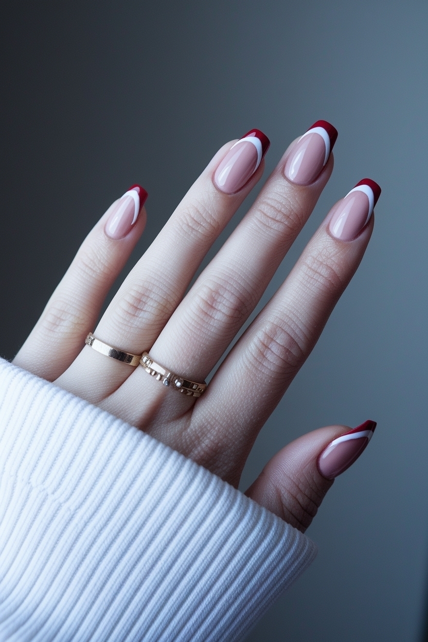 Short Red French Tip Nails: Simple Yet Stunning outfit idea