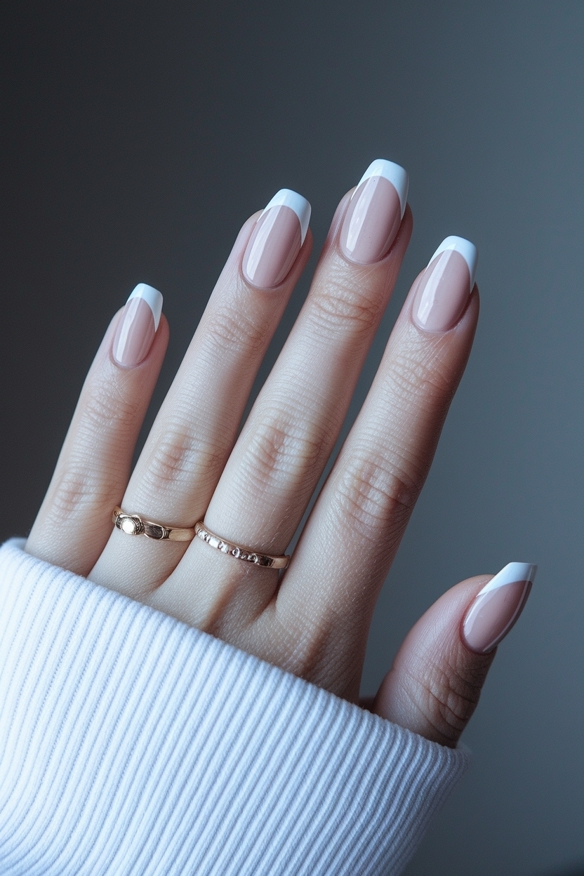 Short Round French Tip Nails: Timeless Classic outfit idea