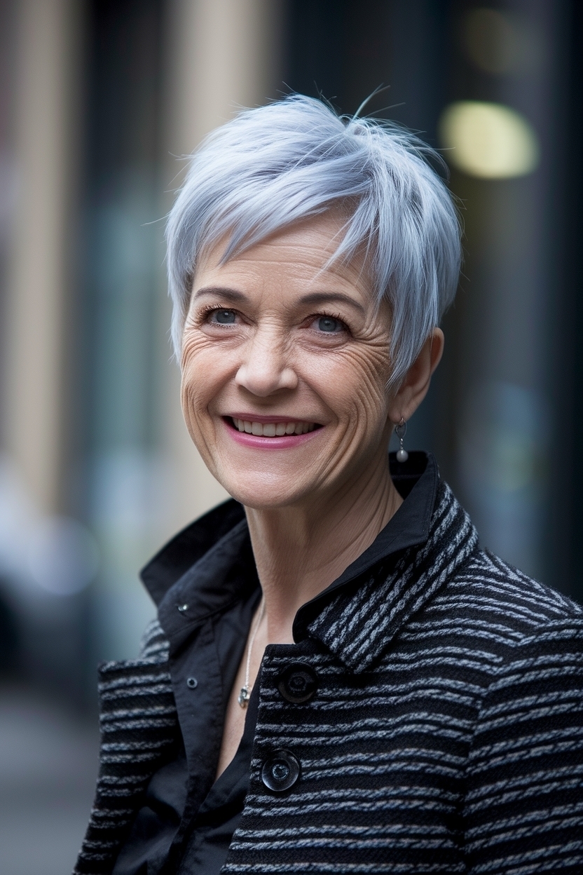 Short Silver Hair Pixie Cuts Older Women Love outfit idea