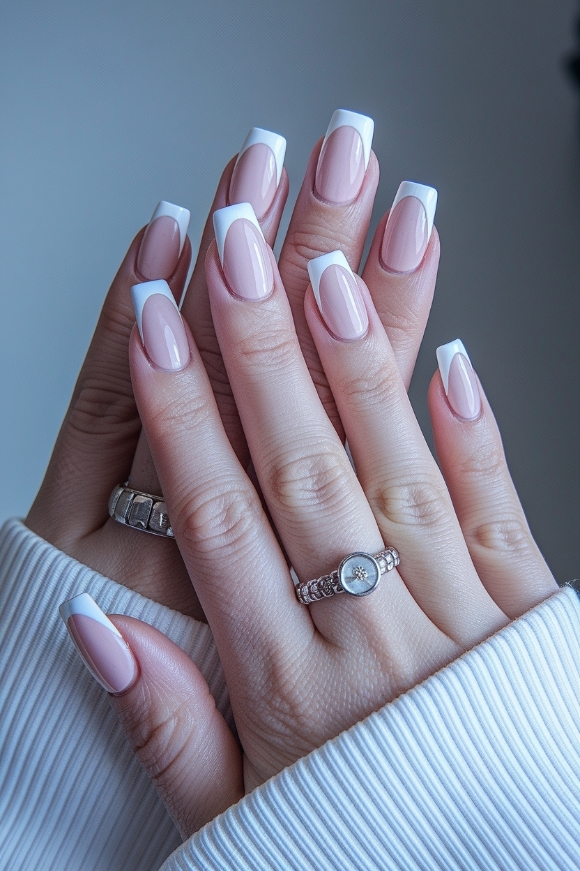Stylish Short Square French Tip Nails for Everyday Wear outfit idea