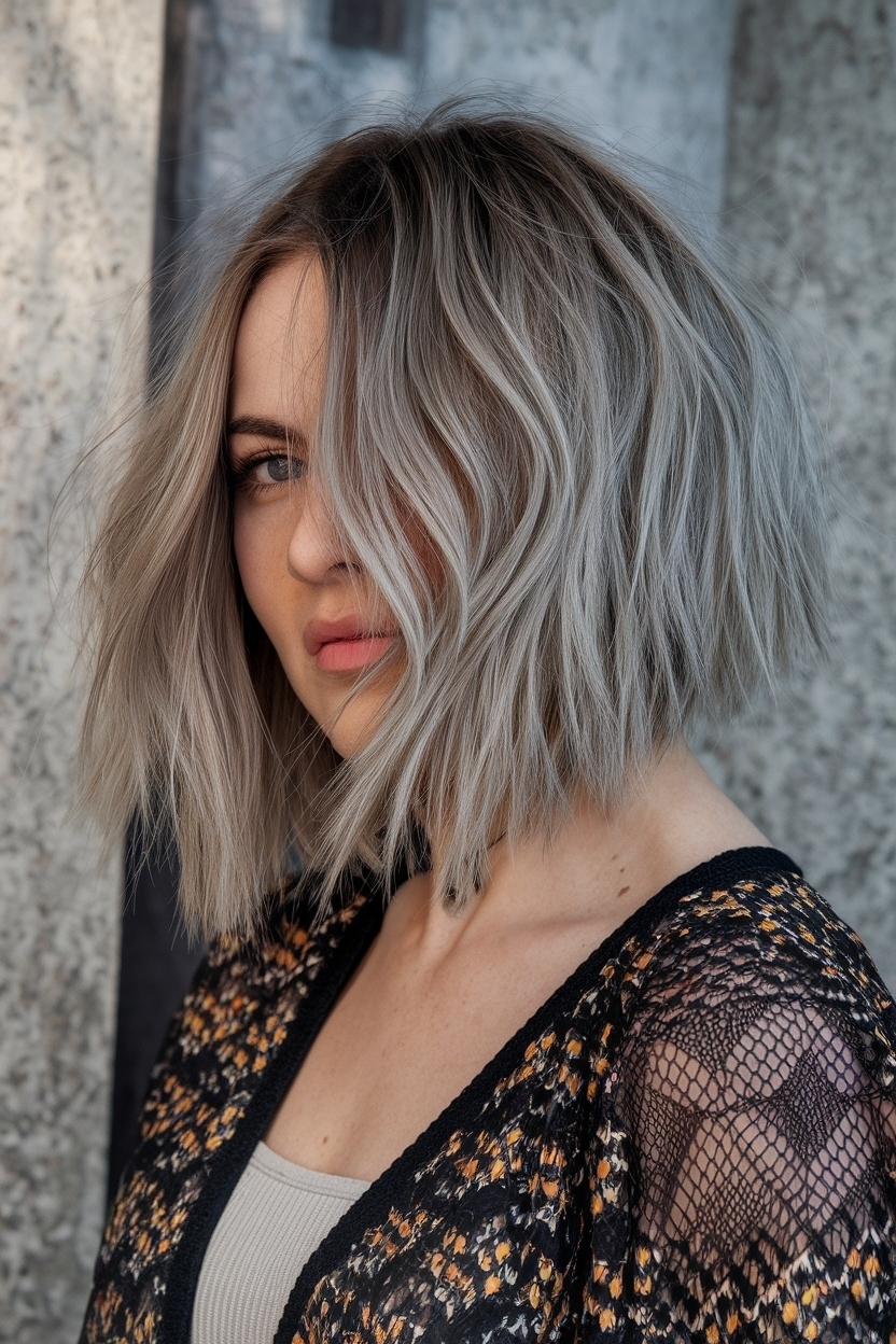 Shoulder Length Shag Haircut Shaggy Bob Medium Layered Trends outfit idea
