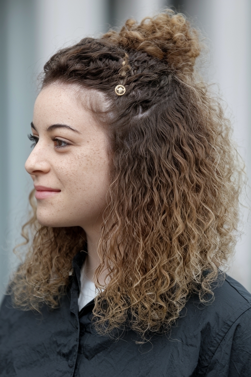 Side Part Half Up Half Down Hair Curly for a Chic Vibe outfit idea