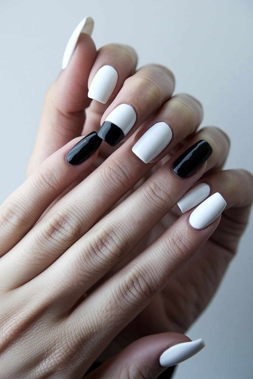 Creative Simple Black and White Nails You Can Try Today outfit idea